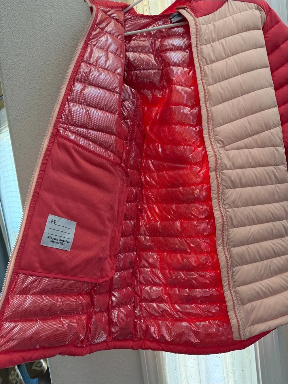 Columbia Two-Tone Pink & Coral Long Puffer Jacket